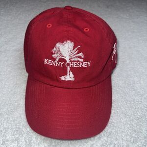 Kenny Chesney Red Baseball Cap Hat With White Logo And Writing Adjustable Strap